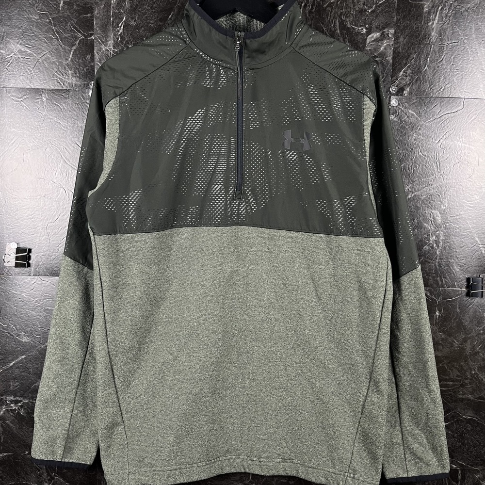 Under Armour Men's Green ColdGear Quarter Zip Running Jacket Small